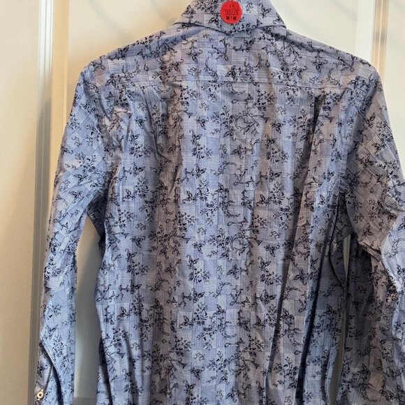 English Laundry Shirt Mens Medium Blue Floral Print Casual Button-Down Shirt - Picture 3 of 4